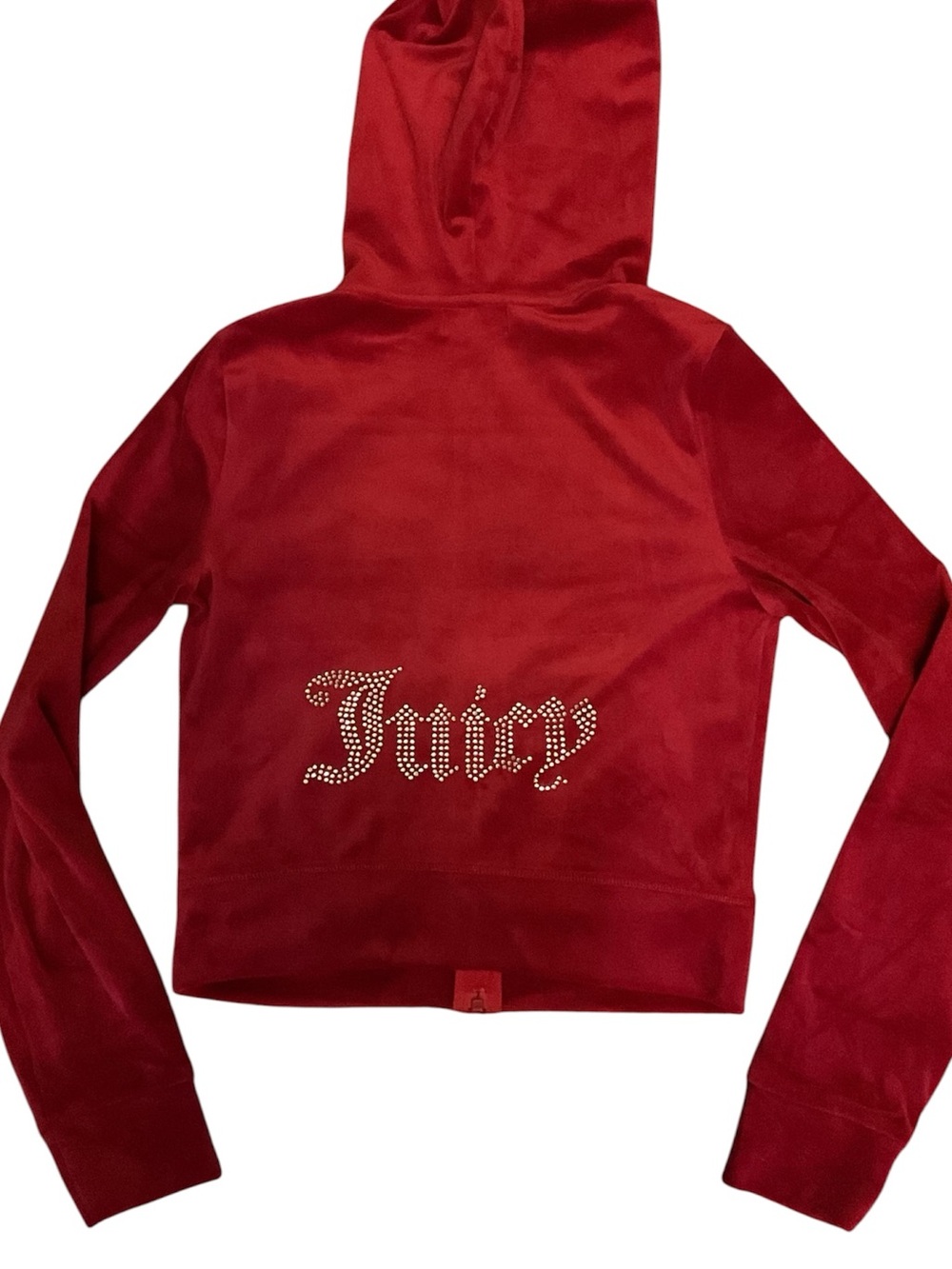 NWOT Juicy Couture Signature Bling Red Velour Full Zip Hoodie Jacket Y2K sz S